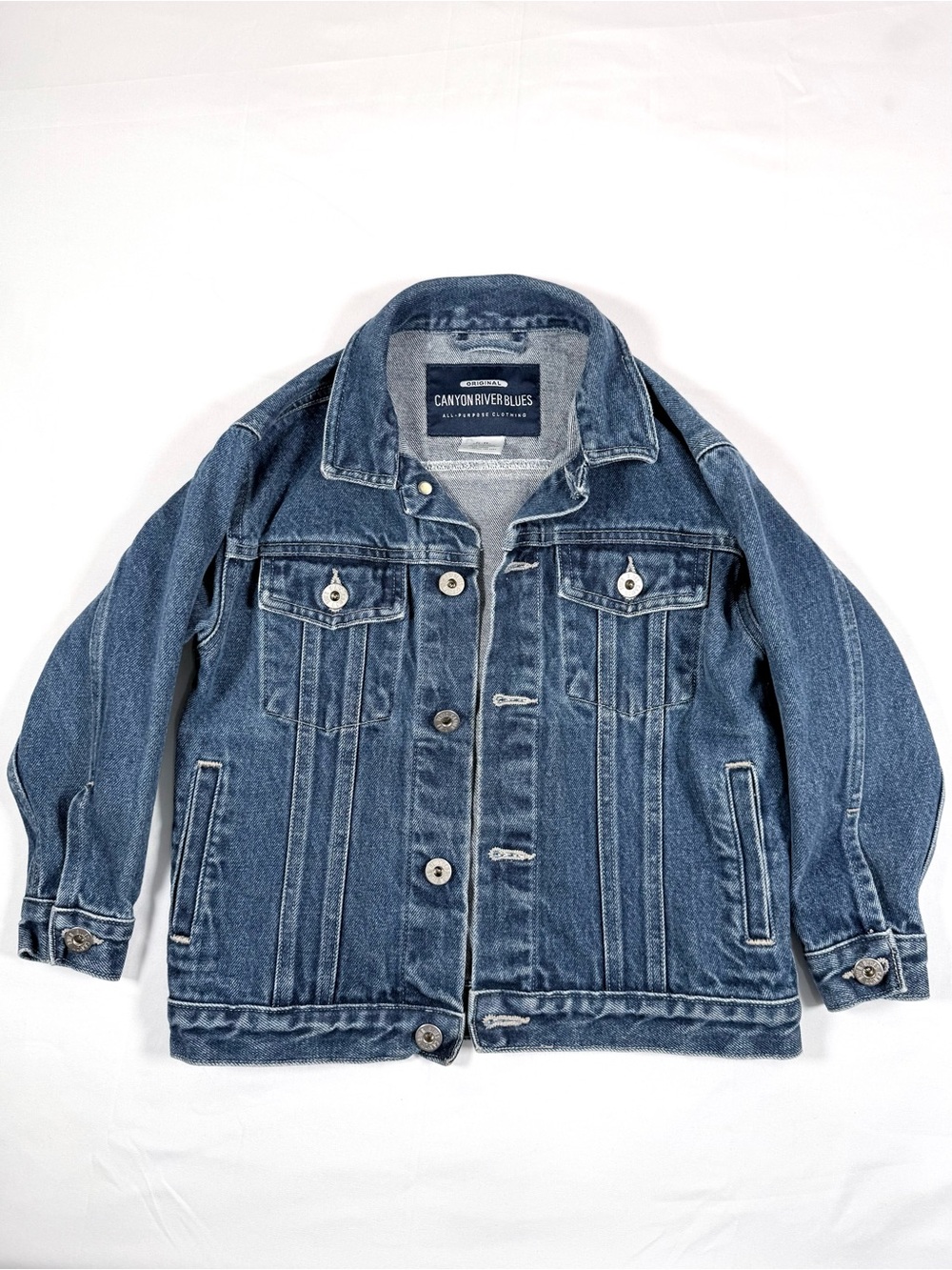 VINTAGE CANYON RIVER BLUES Boys Denim Trucker Jacket 5-6 Y2K Western Workwear